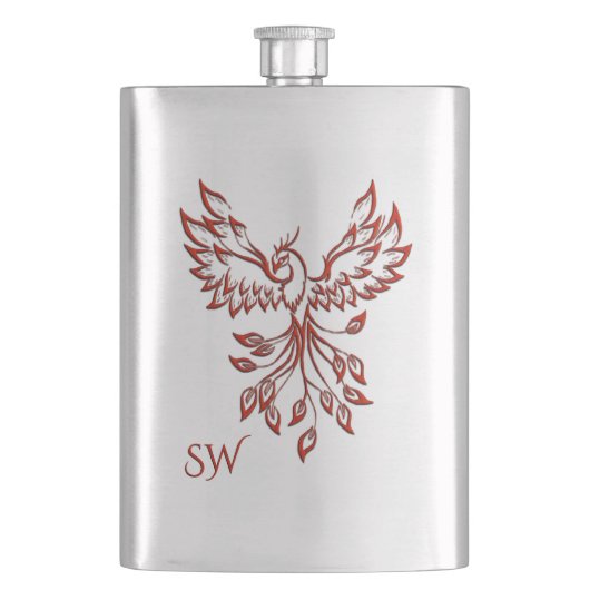 Flasque Vol d'argent d'un Phoenix Monogrammé (devant)