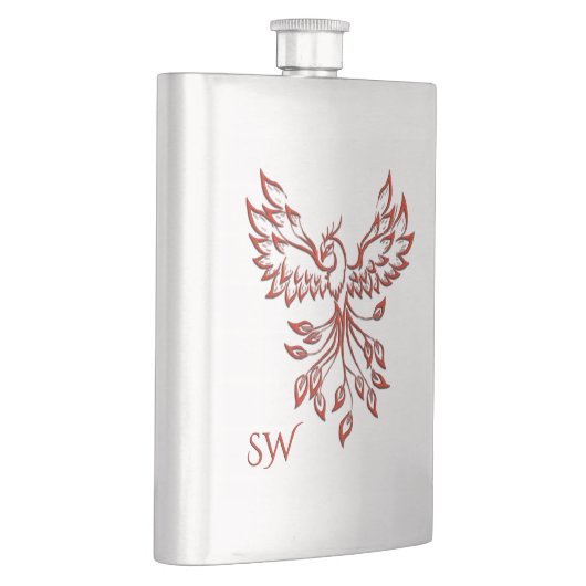 Flasque Vol d'argent d'un Phoenix Monogrammé (Droite)