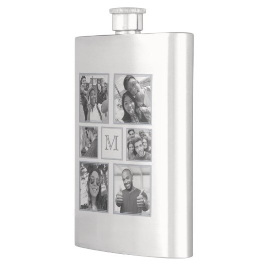 Flasque VOS PHOTOS tourner B & W personnalisé monogramme f (Gauche)