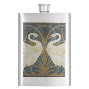 Flasque Walter Crane Vintage Cygne et Iris Art nouveau