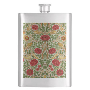 Flasque William Morris Rose & Oiseaux Chintz Rouge