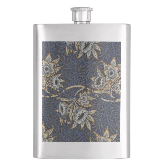 Flasque william morris tulip and willow tapestry pattern (devant)