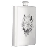 Flasque Wolf Wild Animal Nature Illustration Art tatouage (Droite)