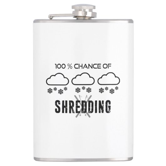 Flasques 100% De Chance De Shredding Météo Prévision Ski (Devant)