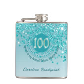 Flasques 100e et Turquoise Parties scintillant bleue et dev (Devant)