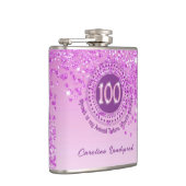 Flasques 100e Parties scintillant rose et citation à boire (Droite)