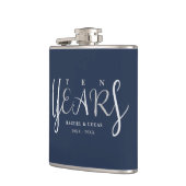 Flasques 10 ans cadeau anniversaire argent bleu (Gauche)