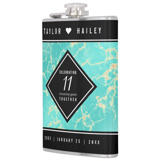 Flasques 11ème anniversaire de Mariage turquoise (Gauche)