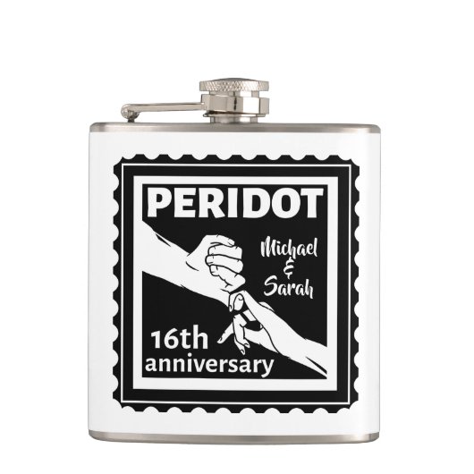 Flasques 16e anniversaire du mariage mains noires et blanch (Devant)