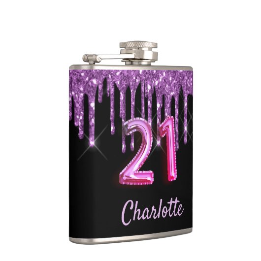 Flasques 21e anniversaire noir violet parties scintillant m (Droite)