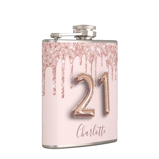 Flasques 21e anniversaire rose or blush parties scintillant (Droite)