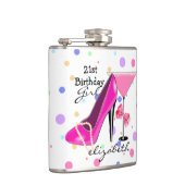 Flasques 21ème Talon haut de rose de fille d'anniversaire (Droite)