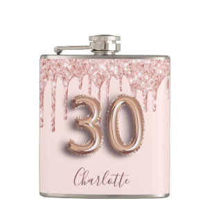 Flasques 30e anniversaire rose or parties scintillant rose