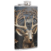 Flasques 3d Gros Antler Buck Deer Monogramme Rustique (Droite)