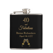 Flasques 40 fabuleux anniversaire noir or chic monogramme (Devant)