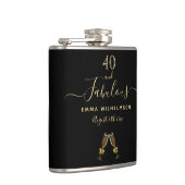 Flasques 40 fabuleux anniversaire noir or script monogramme (Droite)