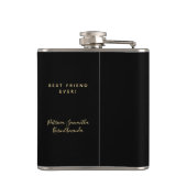 Flasques 40 fabuleux anniversaire noir or script monogramme (Dos)