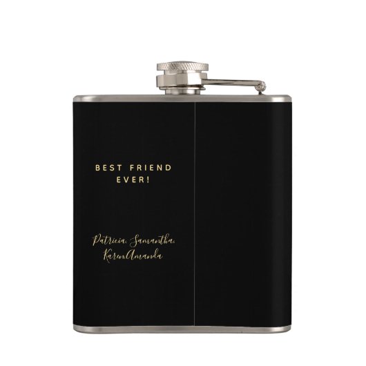 Flasques 40 fabuleux anniversaire noir or script monogramme (Dos)