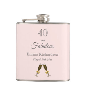 Flasques 40 fabuleux anniversaire rose or blush rose monogr