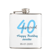 40th & renewed birthday name date blue bold number