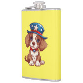 Flasques 4 juillet Chiot mignon avec Casquette américain-71 (Gauche)