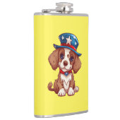 Flasques 4 juillet Chiot mignon avec Casquette américain-71 (Droite)