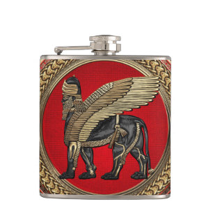 Flasques [500] Lion ailé assyrien : Or et Lamassu noir