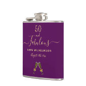 Flasques 50 fabuleux anniversaire violet or script monogram (Gauche)