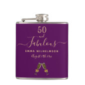 Flasques 50 fabuleux anniversaire violet or script monogram (Devant)