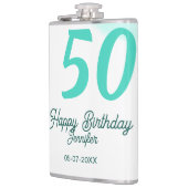 Flasques 50e anniversaire ajouter nom date année vert paste (Gauche)