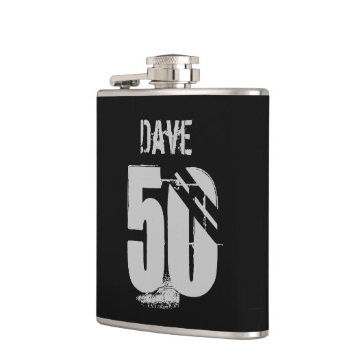 Flasques 50e anniversaire Black Name Bold Personnalisé (Gauche)