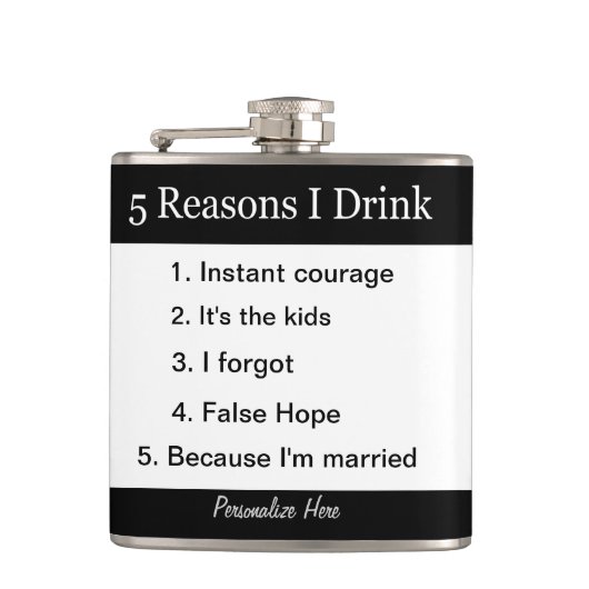 Flasques 5 raisons que je bois (Devant)