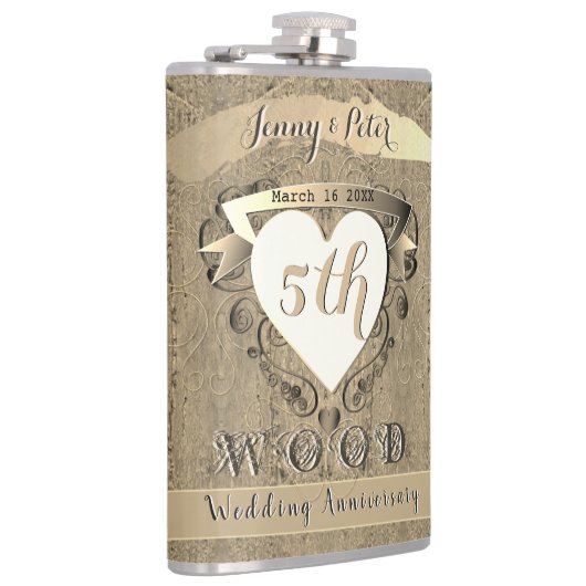 Flasques 5e anniversaire Mariage "Bois" (Droite)