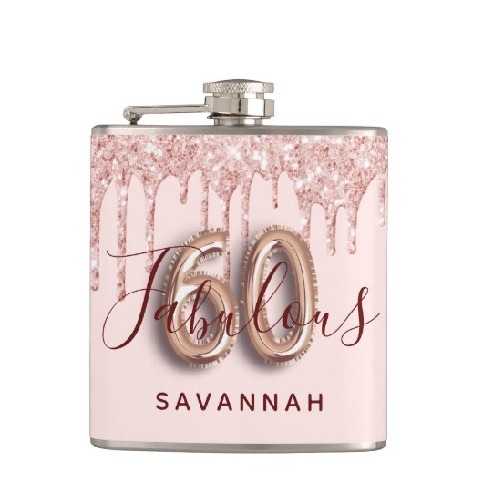 Flasques 60 fabuleuse fête d'anniversaire rose parties scin (Devant)