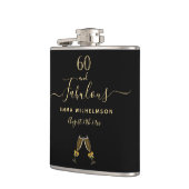 Flasques 60 fabuleux anniversaire noir or script monogramme (Gauche)