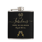 Flasques 60 fabuleux anniversaire noir or script monogramme (Devant)
