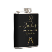 Flasques 60 fabuleux anniversaire noir or script monogramme (Droite)