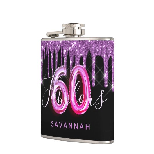 Flasques 60 Fabuleux anniversaire noir violet script de par (Gauche)