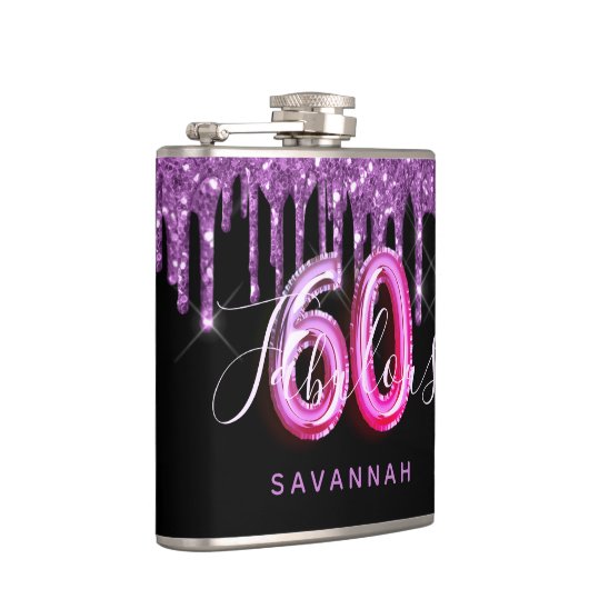 Flasques 60 Fabuleux anniversaire noir violet script de par (Droite)