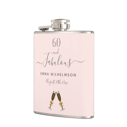 Flasques 60 fabuleux anniversaire rose or blush photo (Gauche)