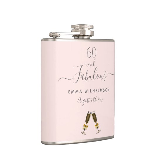 Flasques 60 fabuleux anniversaire rose or blush photo (Droite)