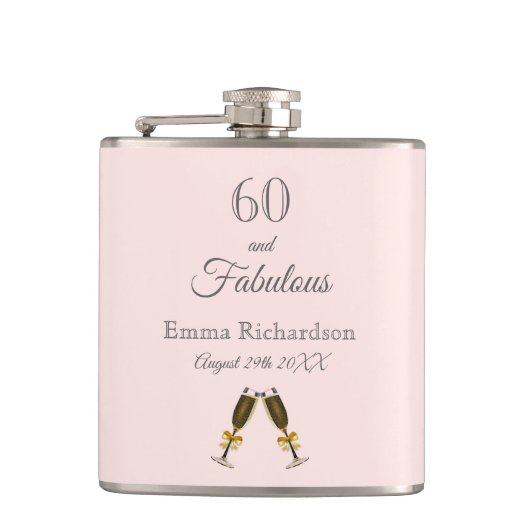 Flasques 60 fabuleux anniversaire rose or blush rose monogr (Devant)