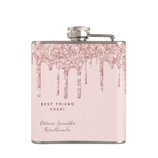 Flasques 60e anniversaire rose or parties scintillant amis (Dos)