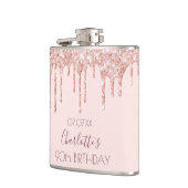 Flasques 90e anniversaire blush rose gouttes parties scinti (Gauche)