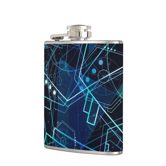 Flasques Abstract Digital Geometric Data Blue Art (Gauche)