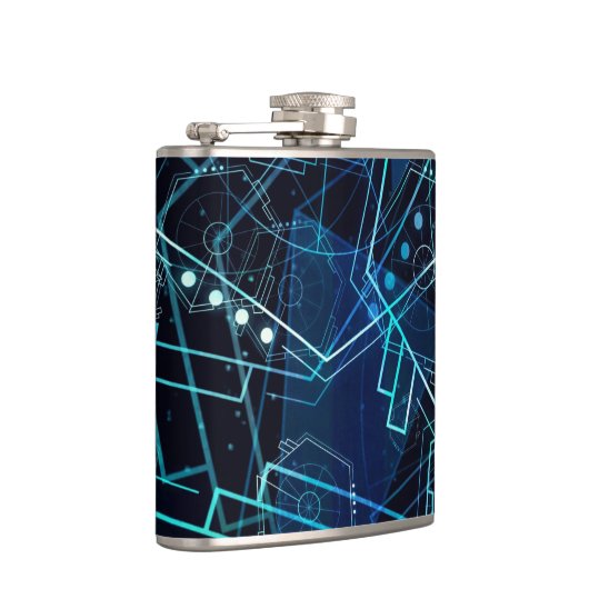 Flasques Abstract Digital Geometric Data Blue Art (Droite)