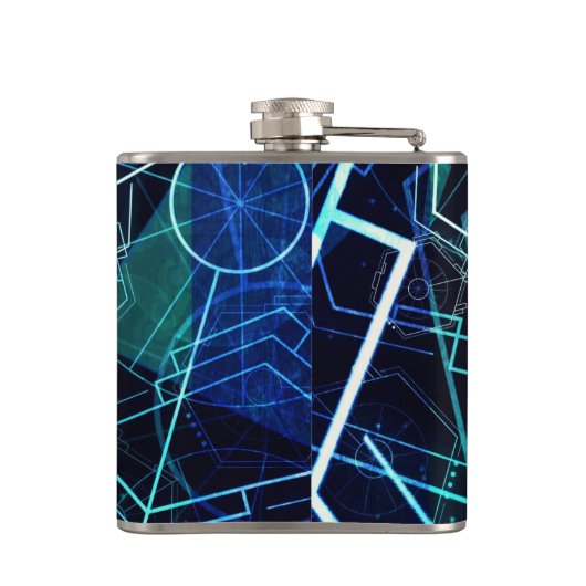 Flasques Abstract Digital Geometric Data Blue Art (Dos)