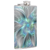 Flasques Abstrait Bleu Vert Papillon Imaginaire Fractal Art (Droite)