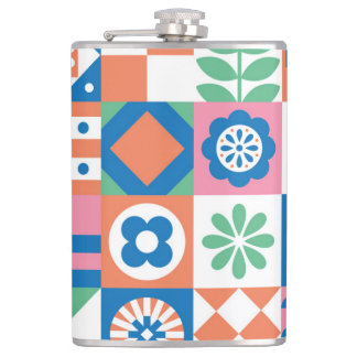 Flasques Abstrait Floral Scandinavian Folk Motif