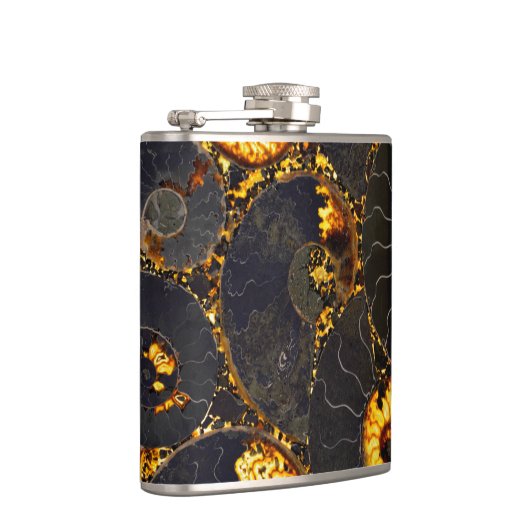 Flasques Abstrait Nautilus motif jaune or (Droite)